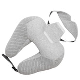 2-in-1-Set aus Nackenkissen und Augenmaske in U-Form – Kopfstützenkissen aus Baumwolle für Flugreisen und zum Schlafen